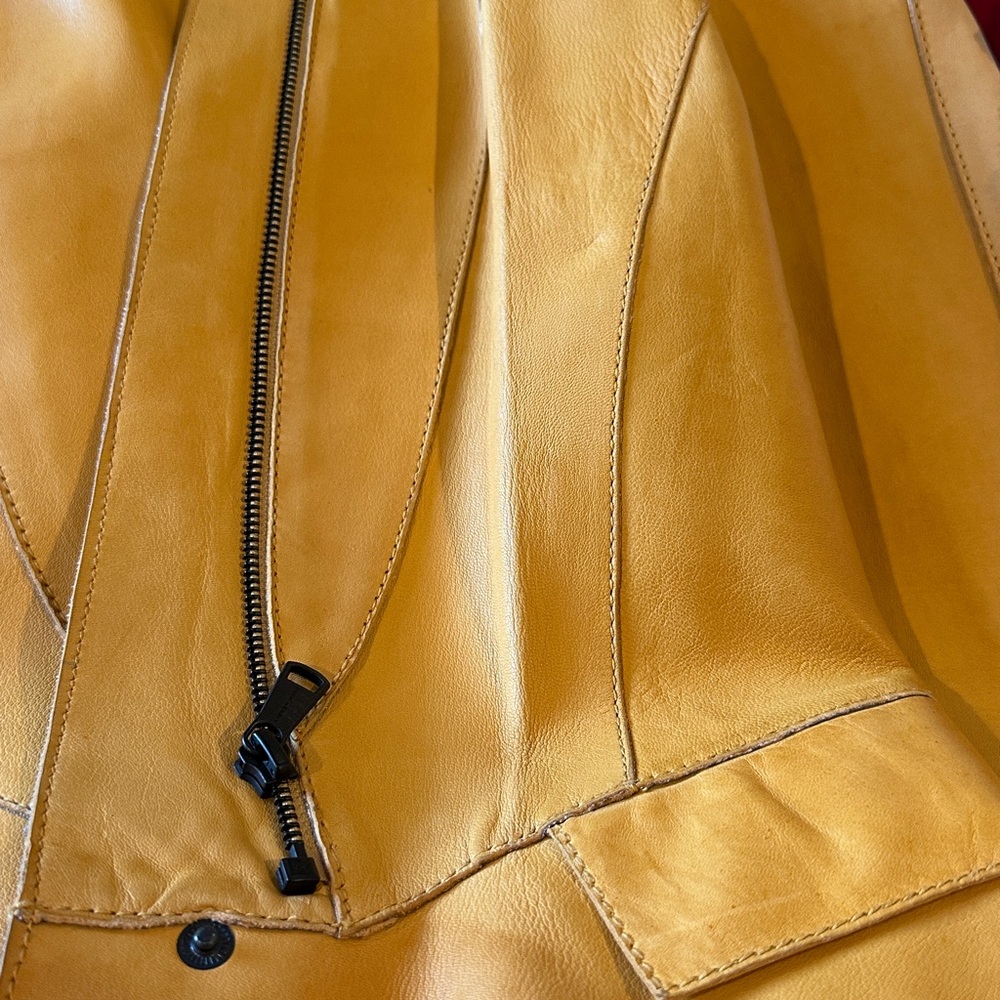 Andrew Marc Women's Mustard Leather Jacket - Picture 5 of 8